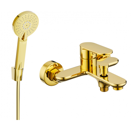 Mexen Milo R40 bathtub faucet with shower set, gold - 7133R40-50