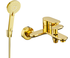 Mexen Milo R40 bathtub faucet with shower set, gold - 7133R40-50