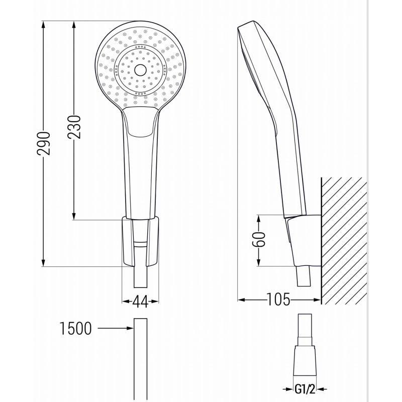Mexen Milo R05 bathtub faucet with shower set, chrome - 7133R05-00