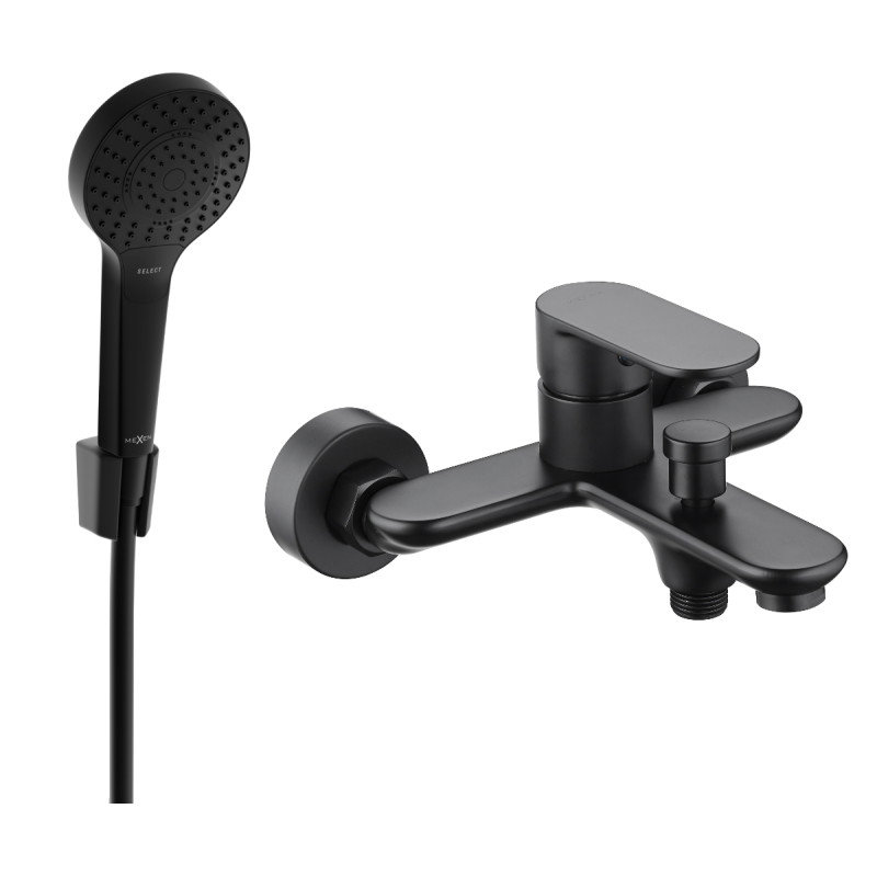 Mexen Milo R05 bathtub faucet with shower set, black - 7133R05-70