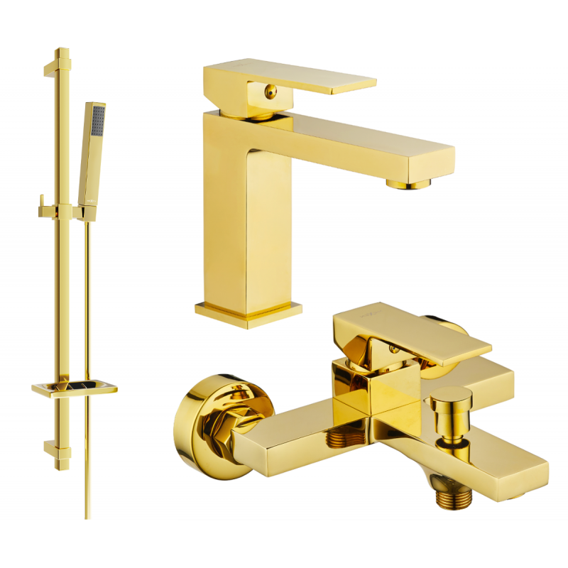 Mexen Uno DQ77 badkarssats, guld - 71403DQ77-50