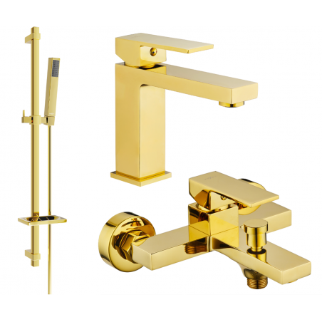 Mexen Uno DQ77 bath set, gold - 71403DQ77-50