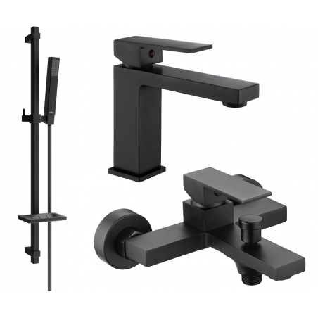 Mexen Uno DQ77 Bath Set, Black - 71403DQ77-70