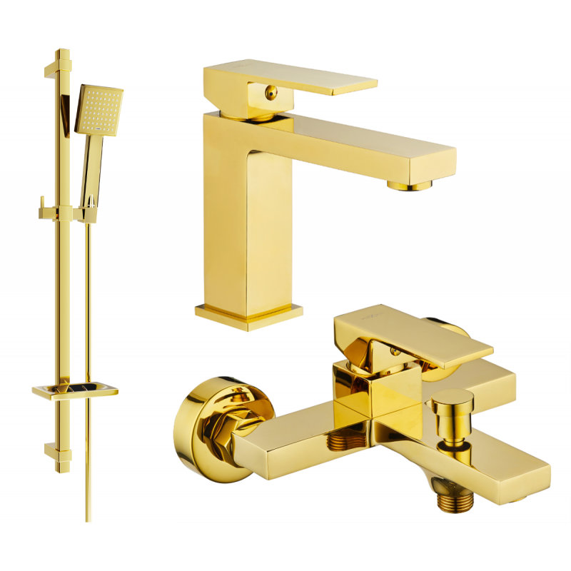 Mexen Uno DQ45 Badewannen-Set, Gold - 71403DQ45-50