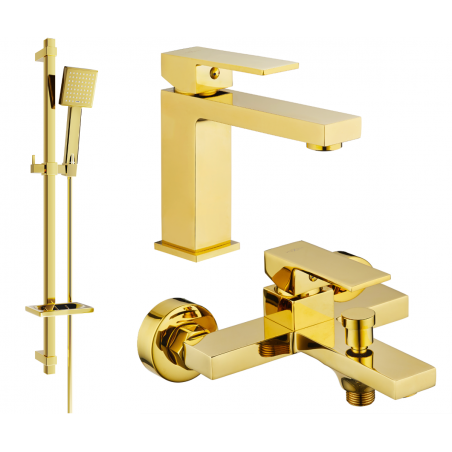 Mexen Uno DQ45 bathtub set, gold - 71403DQ45-50