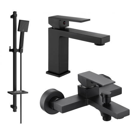 Mexen Uno DQ45 bath set, black - 71403DQ45-70