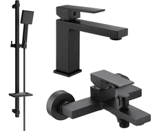 Mexen Uno DQ45 bath set, black - 71403DQ45-70