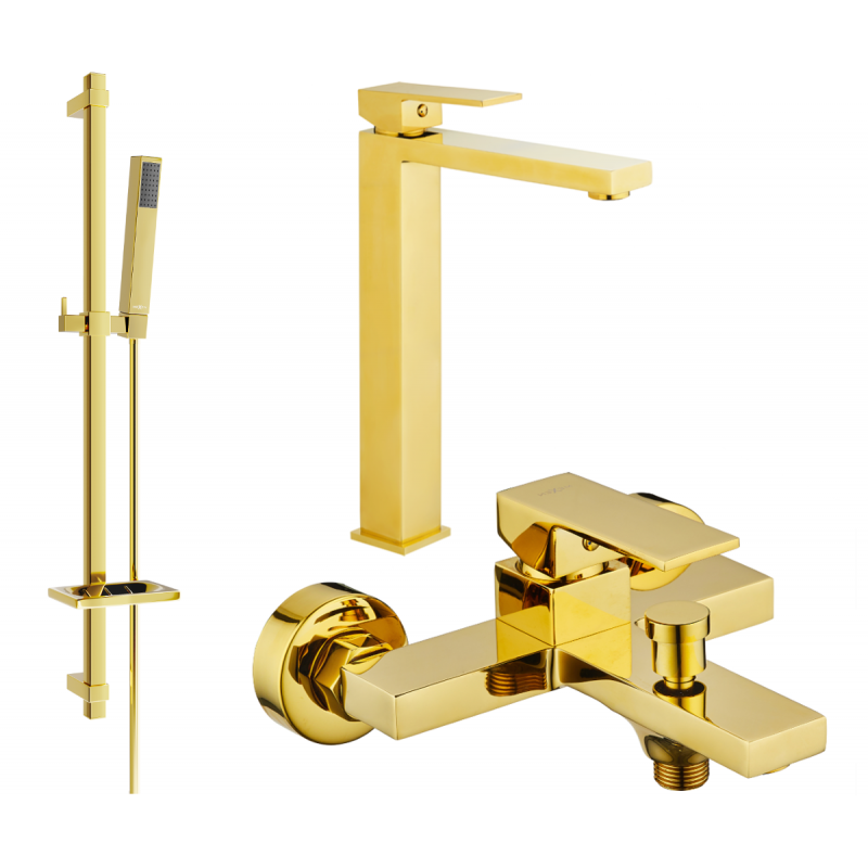 Mexen Uno DQ77 Badewannen-Set, gold - 71413DQ77-50
