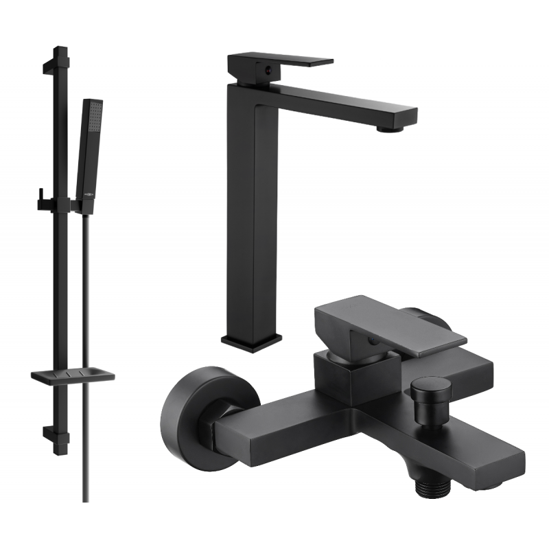 Mexen Uno DQ77 conjunto de baño, negro - 71413DQ77-70
