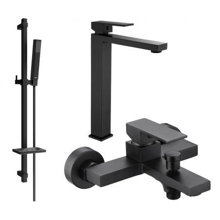 Mexen Uno DQ77 bath set, black - 71413DQ77-70