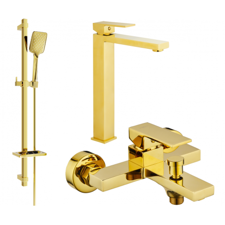 Mexen Uno DQ62 Gold Bathtub Set - 71413DQ62-50