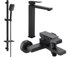 Mexen Uno DQ62 conjunto de baño, negro - 71413DQ62-70