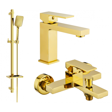 Mexen Uno DQ62 bath set, gold - 71403DQ62-50