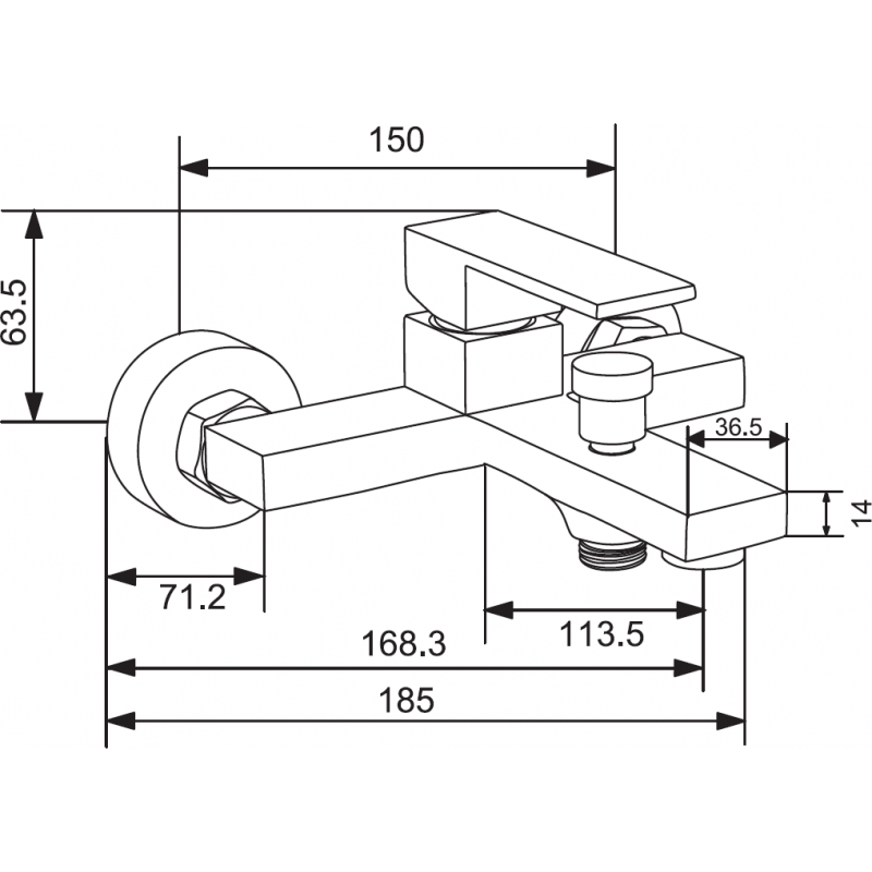 Mexen Uno R77 Wannen-Set, Chrom - 71403R77-00