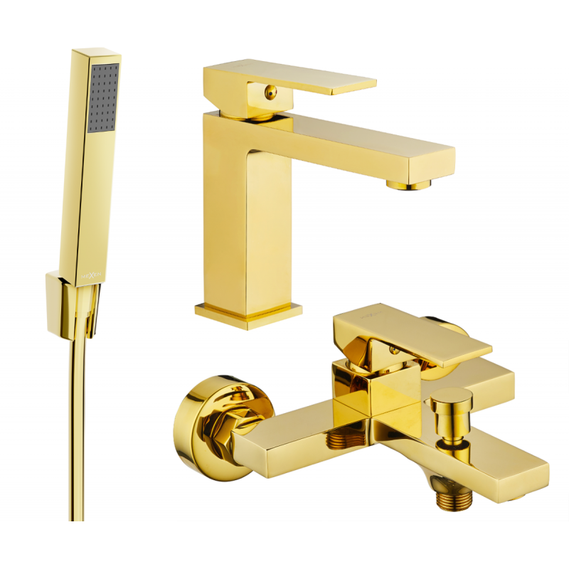 Mexen Uno R77 Badewannen-Set, gold - 71403R77-50