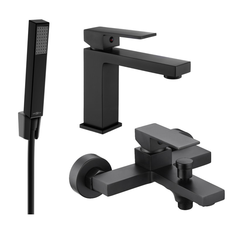 Mexen Uno R77 bathtub set, black - 71403R77-70