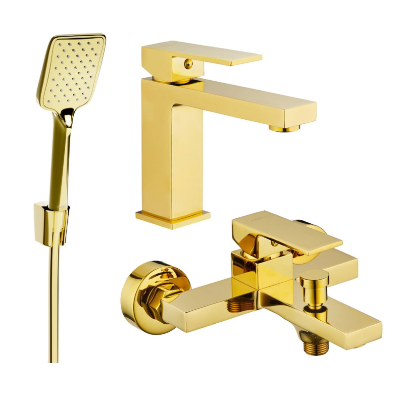 Mexen Uno R62 bathtub set, gold - 71403R62-50