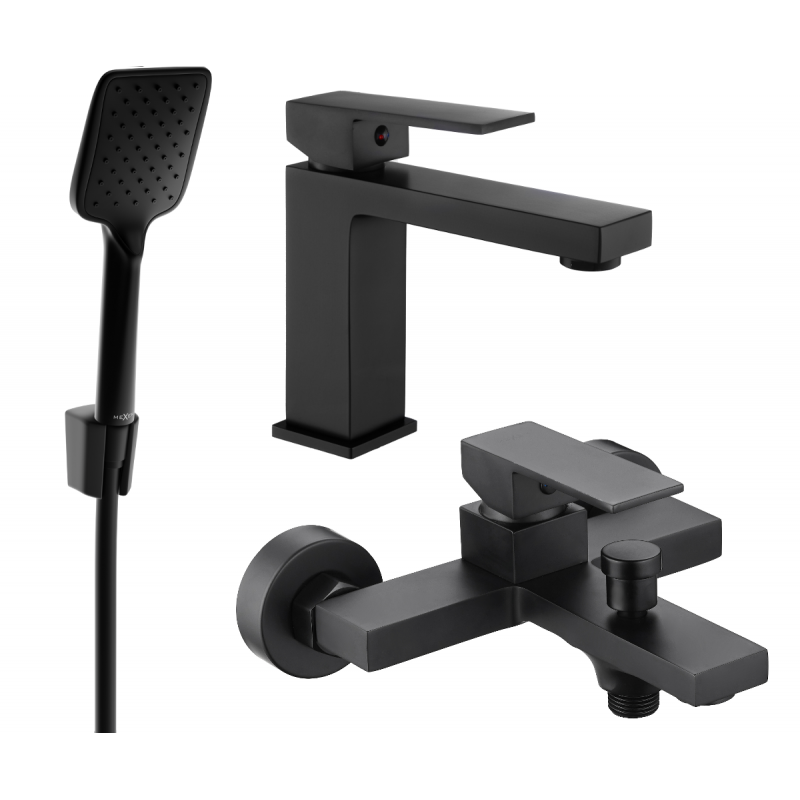 Mexen Uno R62 bath set, black - 71403R62-70