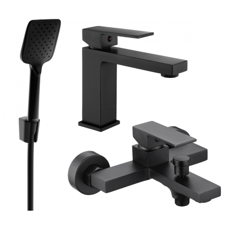 Mexen Uno R62 bath set, black - 71403R62-70