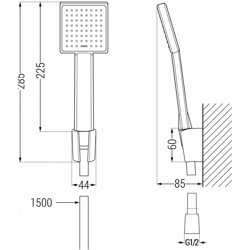 Mexen Uno R45 vannikomplekt, must - 71403R45-70