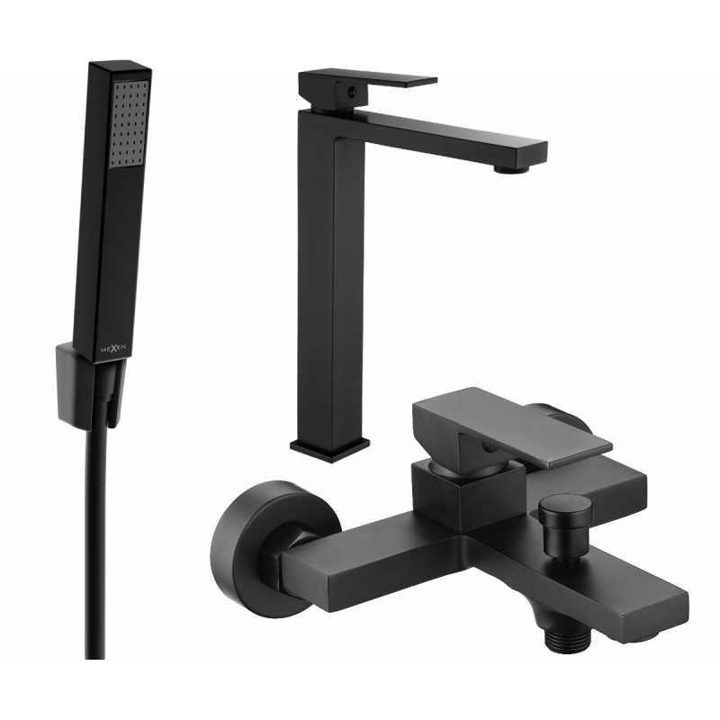 Mexen Uno R77 conjunto de baño, negro - 71413R77-70