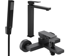 Mexen Uno R77 badkar set, svart - 71413R77-70