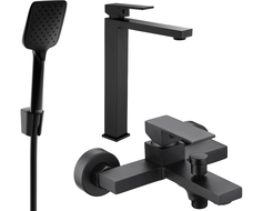 Mexen Uno R62 bath set, black - 71413R62-70
