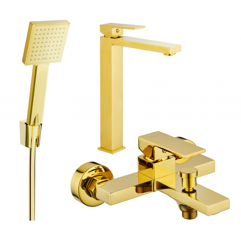 Mexen Uno R45 bath set, gold - 71413R45-50