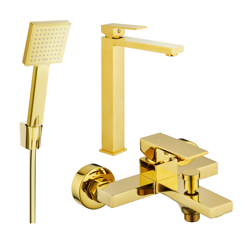 Mexen Uno R45 set vasca da bagno, oro - 71413R45-50