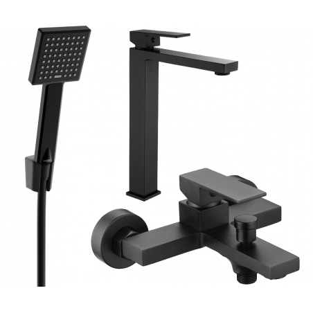 Mexen Uno R45 badkar set, svart - 71413R45-70