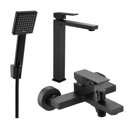 Mexen Uno R45 bath set, black - 71413R45-70