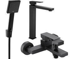 Mexen Uno R45 badkar set, svart - 71413R45-70