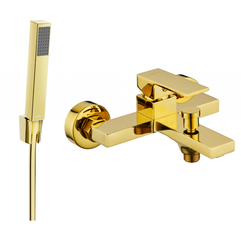 Mexen Uno R77 grifo de baño con conjunto de ducha, dorado - 7143R77-50