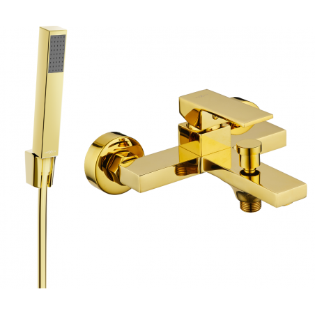 Mexen Uno R77 grifo de bañera con conjunto de ducha, dorado - 7143R77-50