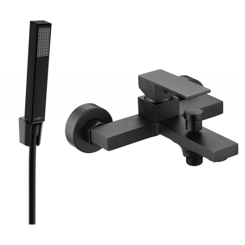 Mexen Uno R77 badkarsblandare med duschset, svart - 7143R77-70