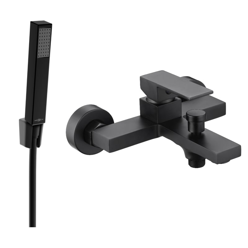 Mexen Uno R77 Bathtub Faucet with Shower Set, Black - 7143R77-70