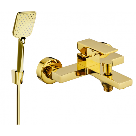 Mexen Uno R62 badkarblandare med duschset, guld - 7143R62-50