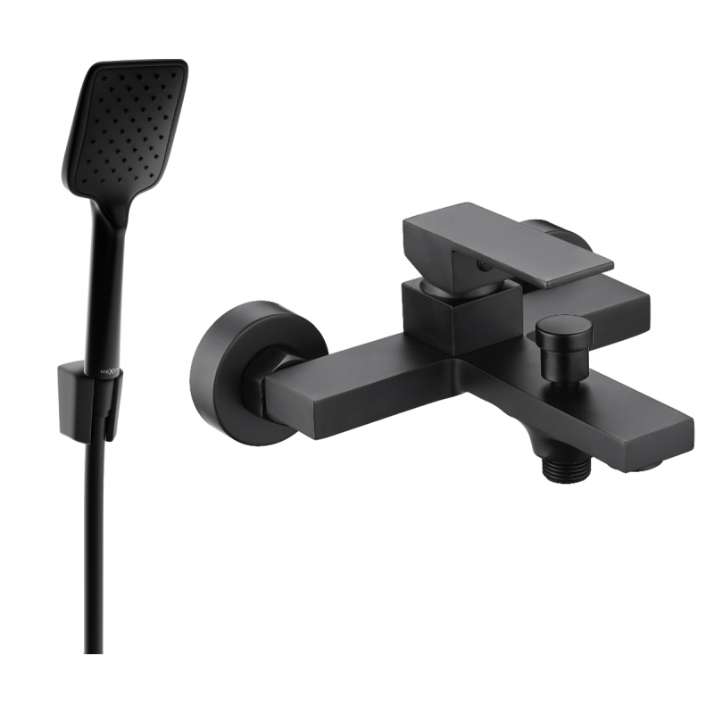 Mexen Uno R62 bath tap with shower set, black - 7143R62-70