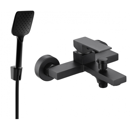 Mexen Uno R62 bath tap with shower set, black - 7143R62-70