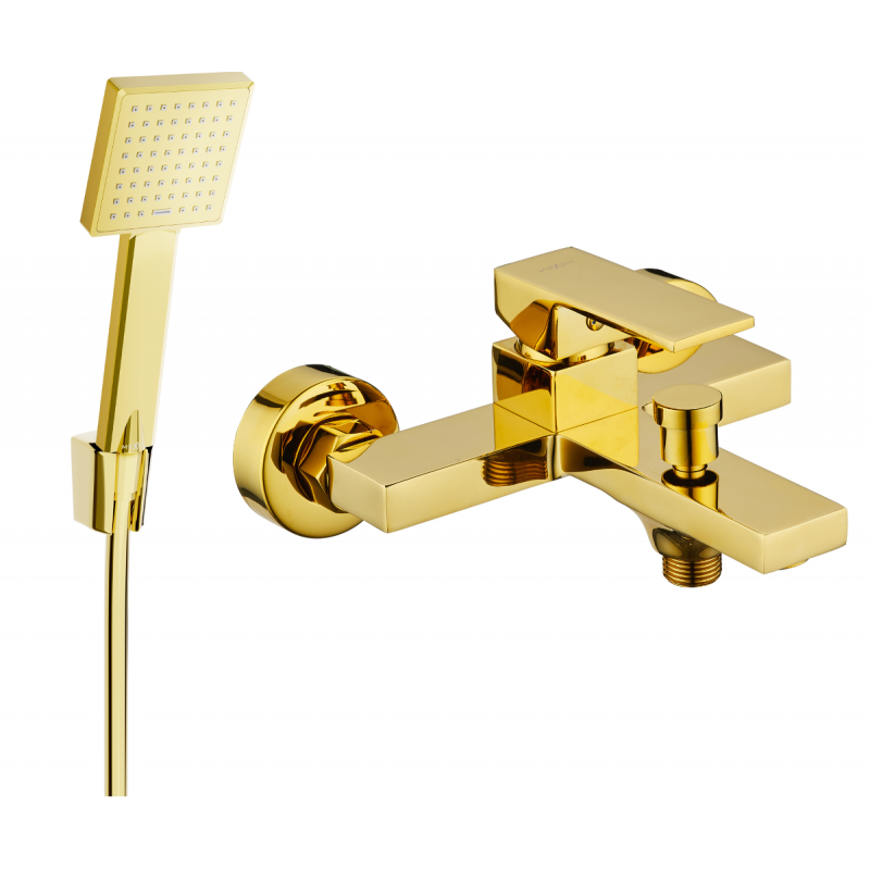 Mexen Uno R45 badkarsblandare med duschset, guld - 7143R45-50