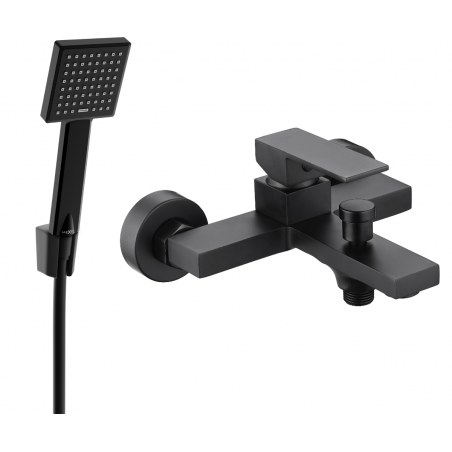 Mexen Uno R45 bath tap with shower set, black - 7143R45-70