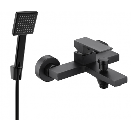 Mexen Uno R45 bathtub faucet with shower set, black - 7143R45-70