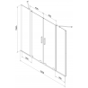 Mexen Velar Duo Badewannen-Faltwand 2-flüglig verschiebbar 150 x 150 cm, transparent, gebürsteter Nickel - 896-150-000-02-97