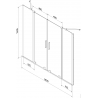 Mexen Velar Duo parawan nawannowy 2-skrzydłowy rozsuwany 180 x 150 cm, szron, chrom - 896-180-000-32-01