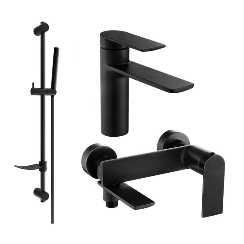 Mexen Zero DF70 bathtub set, black - 71103DF70-70