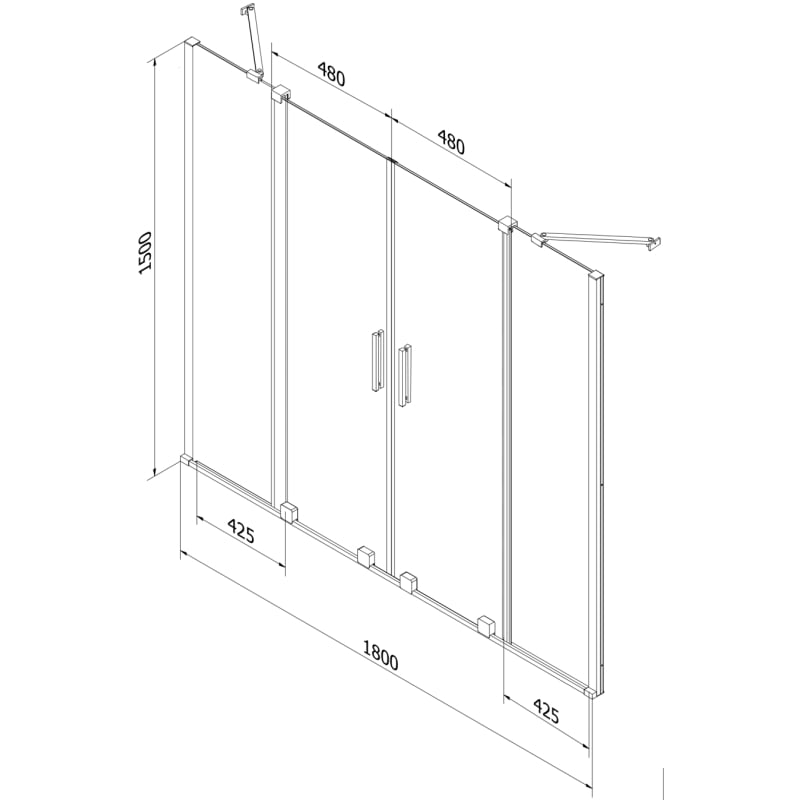 Mexen Velar Duo vannitoaparavan, 2-osaline, lükand, 180 x 150 cm, jäätunud, harjatud vask - 896-180-000-32-65