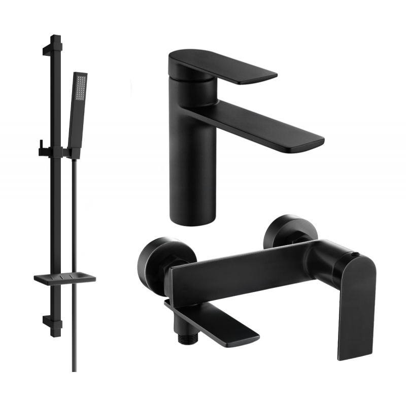 Mexen Zero DQ02 kylpyammeen sarja, musta - 71103DQ02-70