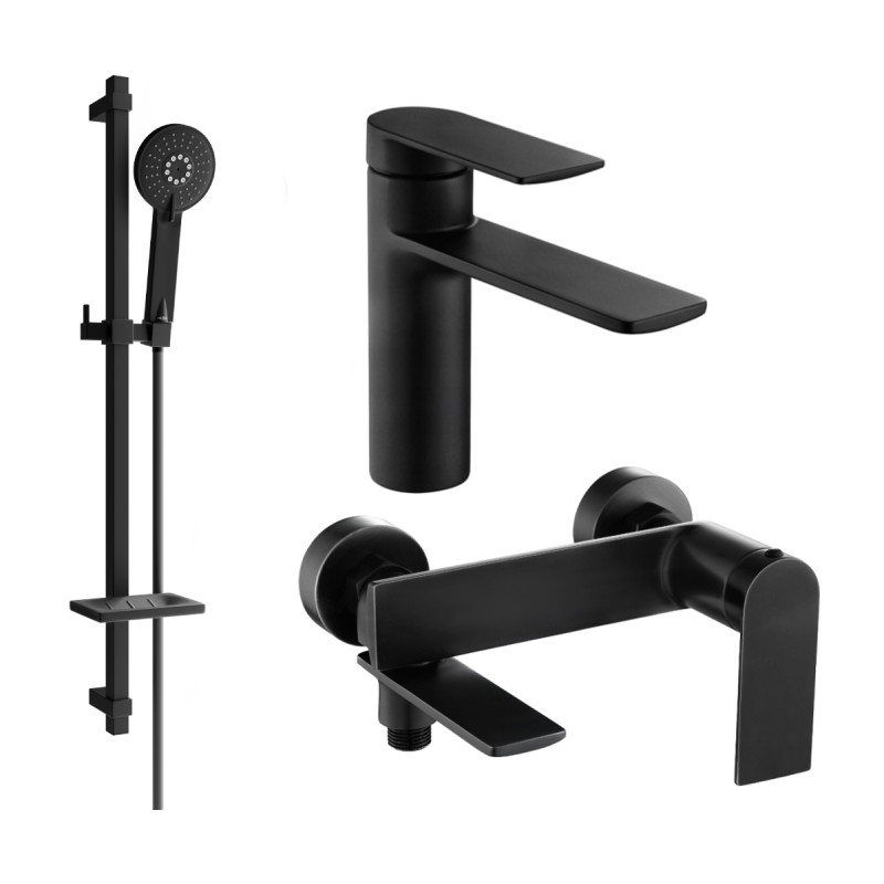 Mexen Zero DQ40 bathtub set, black - 71103DQ40-70