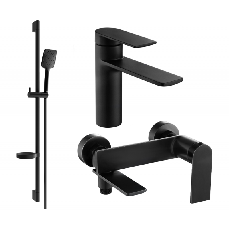 Mexen Zero DS62 badkarsuppsättning, svart - 71103DS62-70