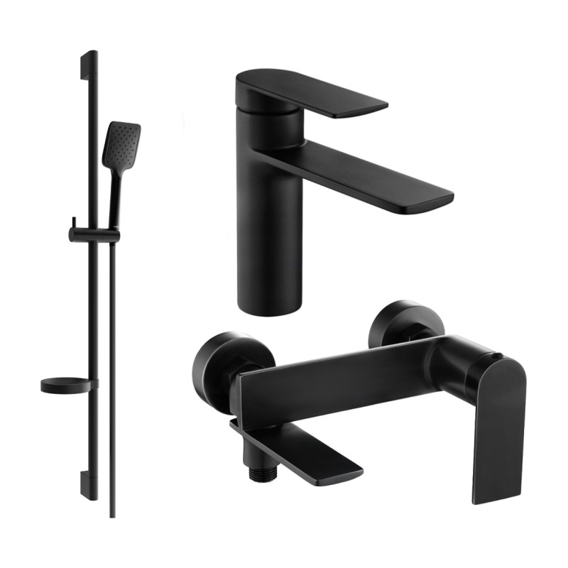 Mexen Zero DS62 bathtub set, black - 71103DS62-70